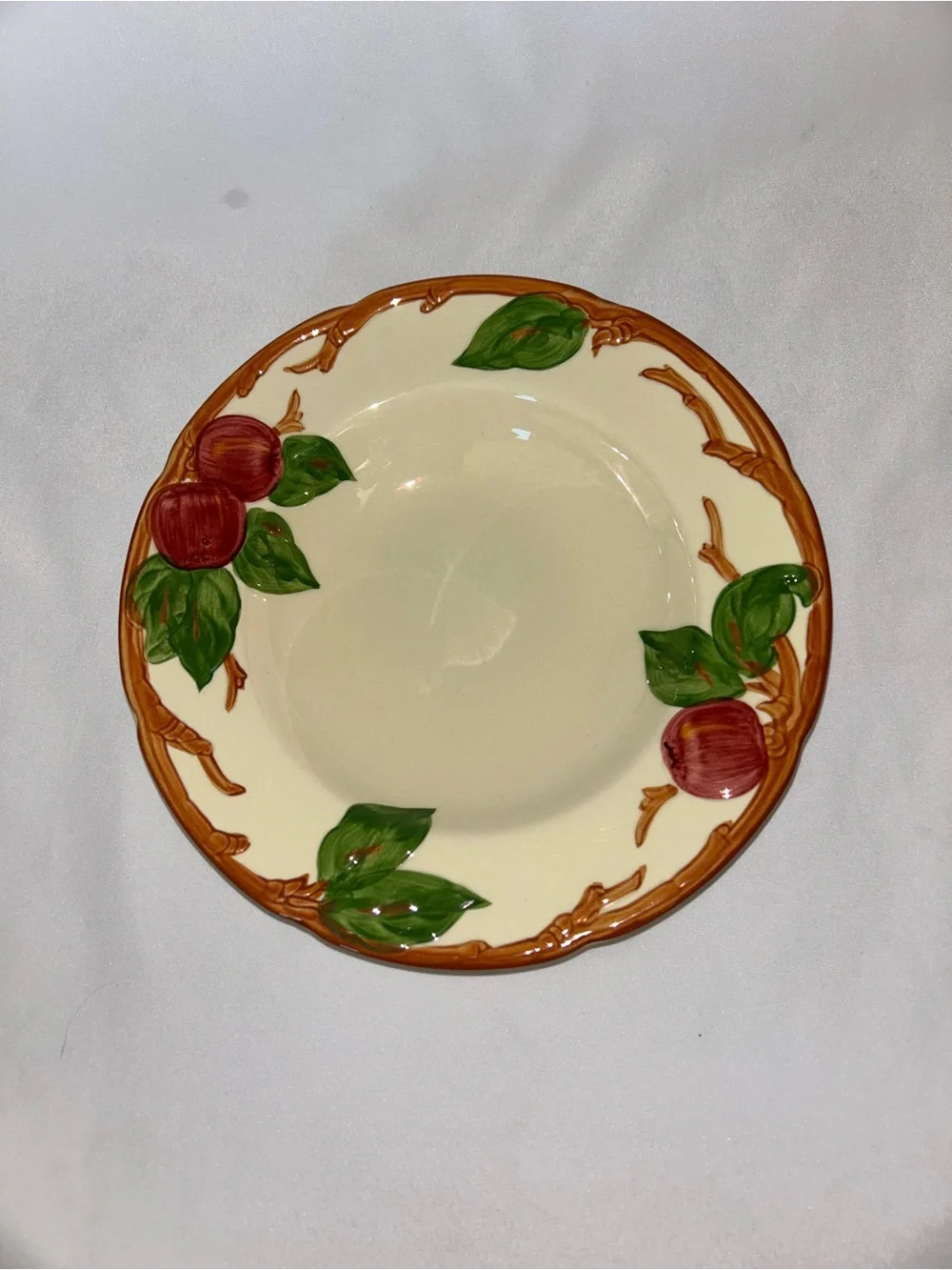 Franciscan Apple 8” Soup Bowls Set of 3 USA Vintage Rimmed Bowls - One w/ Chip
